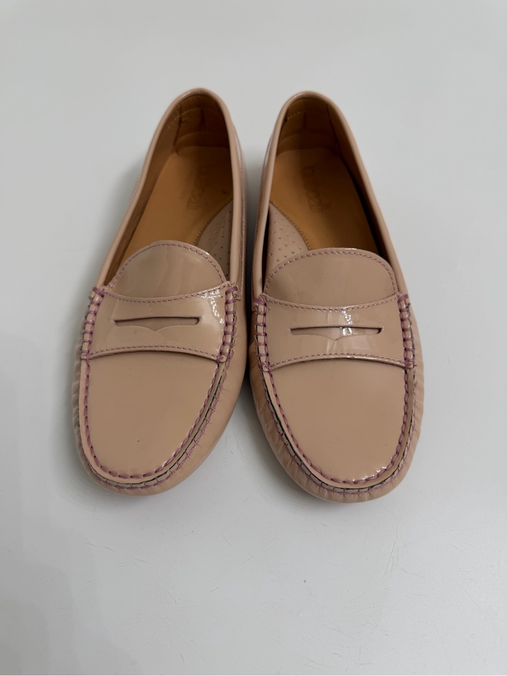 Botticelli Blush Patent Leather Driving Loafers Made in Italy 37.5